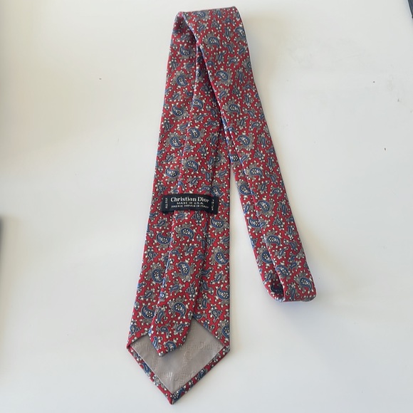 NWOT Christian Dior Red Men’s Paisley Cannage Tie All Silk - Picture 4 of 6